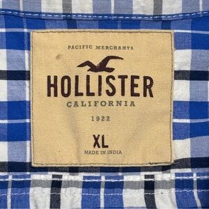 Hollister Blue Plaid Button-Up Shirt - XL Mens Long Sleeve EUC
